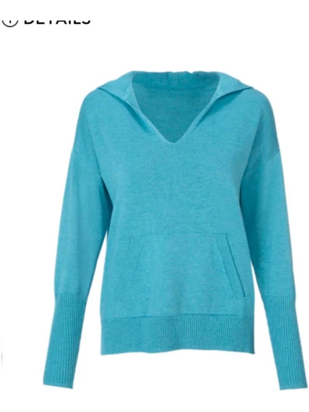 CAbi Turquoise Blue Hop To Hoodie Sweater Size L EUC - Picture 2 of 7